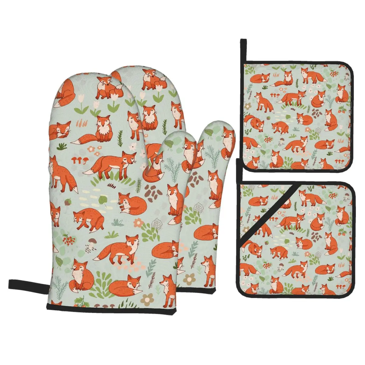 4 Pieces Oven Gloves Mitts Cartoon Forest Fox Kitchen Gloves Tray Dish Bowl Holder Baking Insulation Hand Clip
4 Pieces Oven Gloves Mitts Cartoon Forest Fox Kitchen Gloves Tray Dish Bowl Holder Baking Insulation Hand Clip