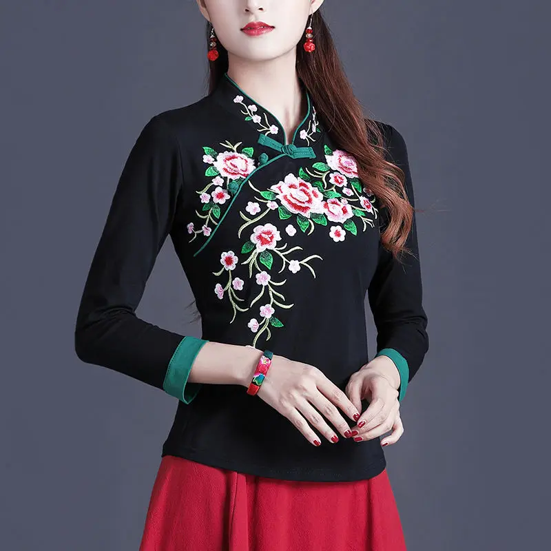 Cheongsam Women Plus Size Tops Winter Cotton Blend Embroidery Splicing Stand Collar Thickening Chinese Style Qipao Shirts Woman
Cheongsam Women Plus Size Tops Winter Cotton Blend Embroidery Splicing Stand Collar Thickening Chinese Style Qipao Shirts Woman