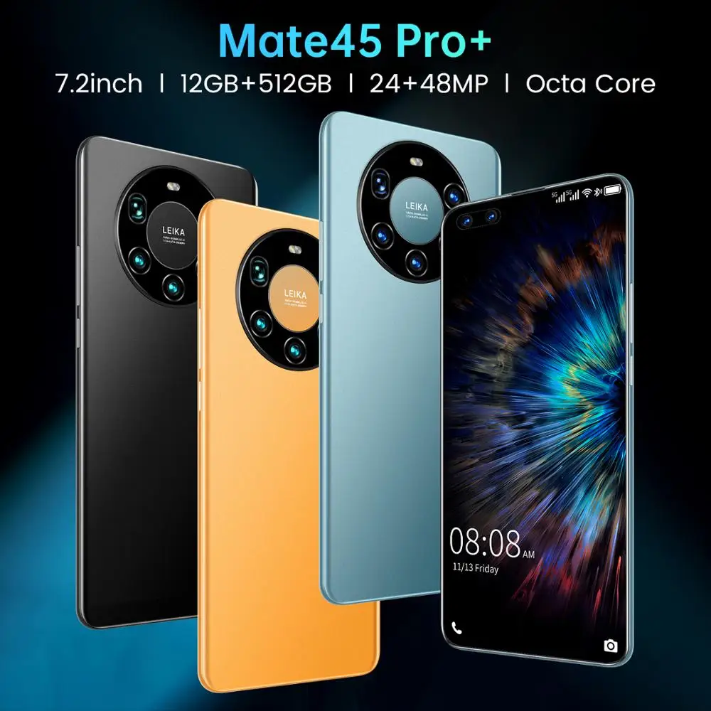 7.2 Inch Full Screen HUAWE Mate45 Pro+ Smartphone Octa Core 5000mAh 8GB 256GB 4G LTE 5G Network Mobile Phone Global Version
7.2 Inch Full Screen HUAWE Mate45 Pro+ Smartphone Octa Core 5000mAh 8GB 256GB 4G LTE 5G Network Mobile Phone Global Version