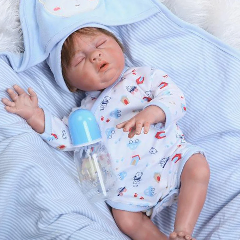NPK Новый 50 см силиконовый Reborn Baby boy doll реалистичные закрытые глаза bebe reborn menino bonecas