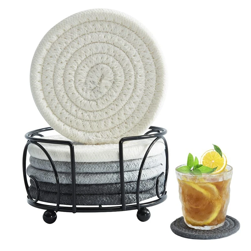 Coasters with Holder Handmade Braided Thick Cotton Rope Set of 6 Super Absorbent Drink Coasters
Coasters with Holder Handmade Braided Thick Cotton Rope Set of 6 Super Absorbent Drink Coasters