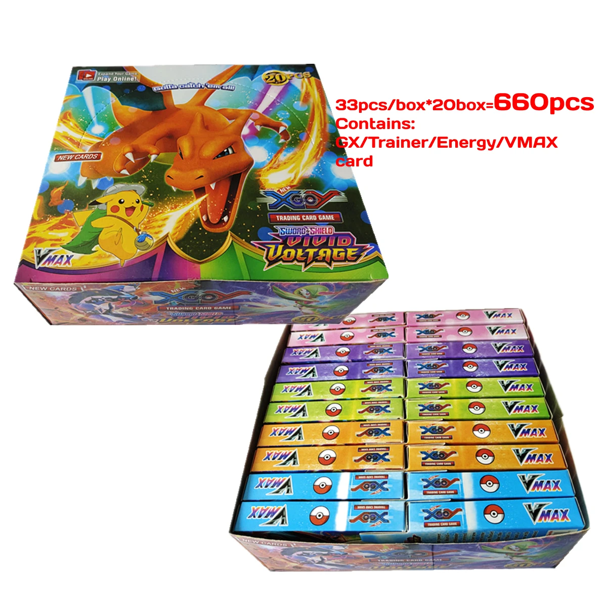 660 Pcs/set New Pokemon Cards Anime PIKACHU Charizard Blastoise GX/Trainer/Energy/VMAX Trading Game Battle Collection Card
660 Pcs/set New Pokemon Cards Anime PIKACHU Charizard Blastoise GX/Trainer/Energy/VMAX Trading Game Battle Collection Card