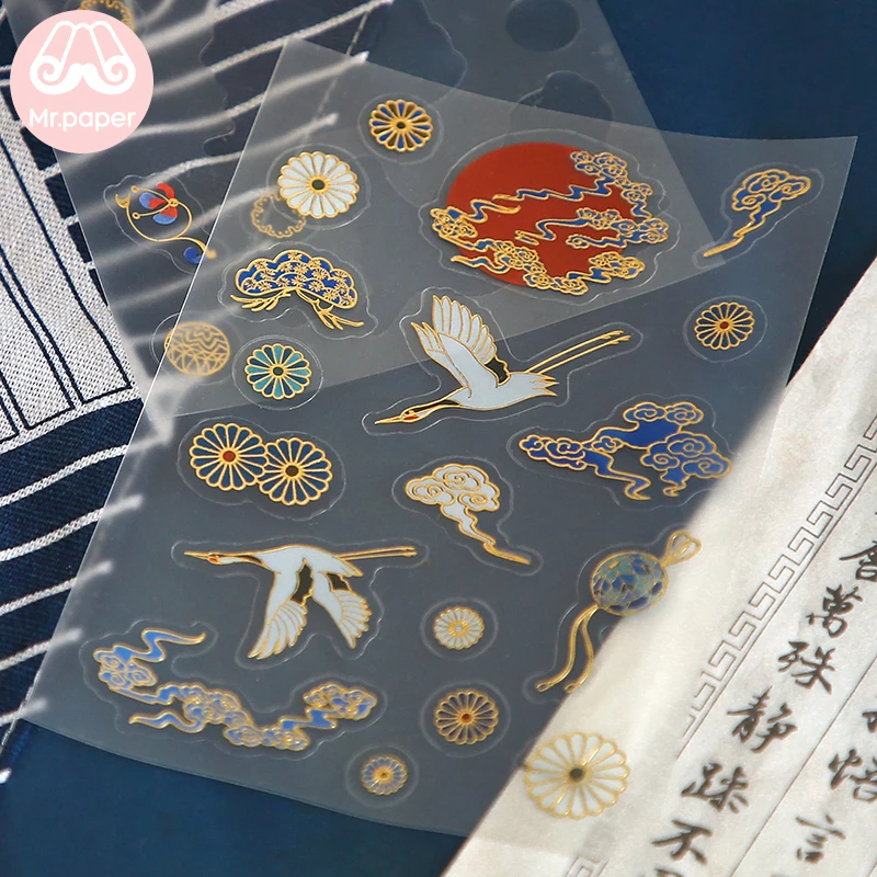Mr. paper 4 вида конструкций журавль китайский стиль сказочные наклейки для домашних
