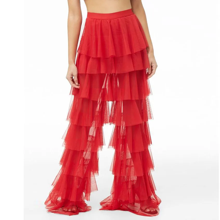 Fashion Tiered Tulle Pants Women High Waist Layered Women Pants Streetwear Tulle Wide Leg Pants Custom Made Plus Size
Fashion Tiered Tulle Pants Women High Waist Layered Women Pants Streetwear Tulle Wide Leg Pants Custom Made Plus Size