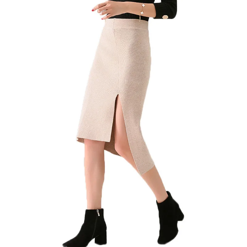 Autumn Winter Women's Skirt Korean Style Solid Color Sexy Split Knit Skirt New Slim Irregular Female Bottom Skirts GX462
Autumn Winter Women's Skirt Korean Style Solid Color Sexy Split Knit Skirt New Slim Irregular Female Bottom Skirts GX462