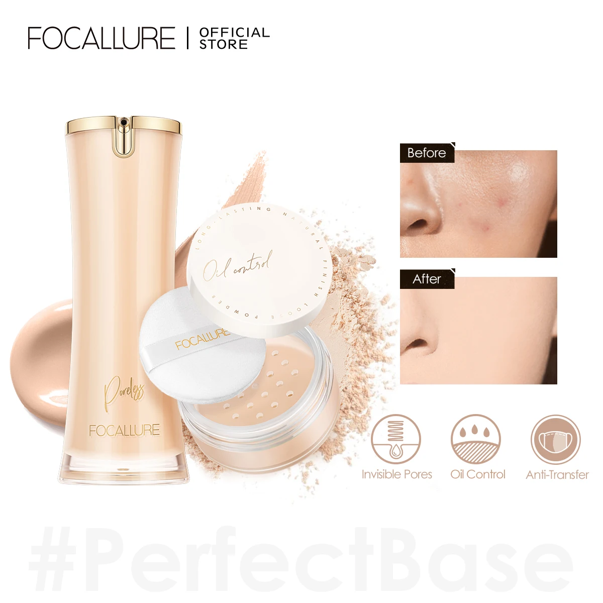 FOCALLURE 7th Anniversary PerfectBase Set Lightweight Loose Powder Long-lasting Waterproof Liquid Foundation Face Makeup Sets
FOCALLURE 7th Anniversary PerfectBase Set Lightweight Loose Powder Long-lasting Waterproof Liquid Foundation Face Makeup Sets
