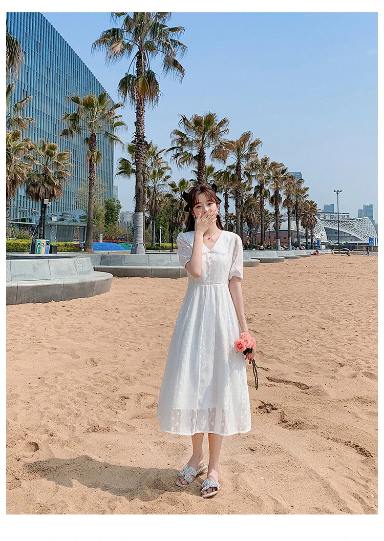 2021 Summer Women France Style White Romantic Dress Turn Down Collar Short Sleeve Ladies Midi Dress Vestidos De Mujer
2021 Summer Women France Style White Romantic Dress Turn Down Collar Short Sleeve Ladies Midi Dress Vestidos De Mujer