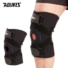 AOLIKES 무릎 보호대, 조정 가능한 구멍 슬개골 지지대, 4 스프링 관절 무릎 패드 보호대, 스포츠 농구 배구 안전, 1 개
