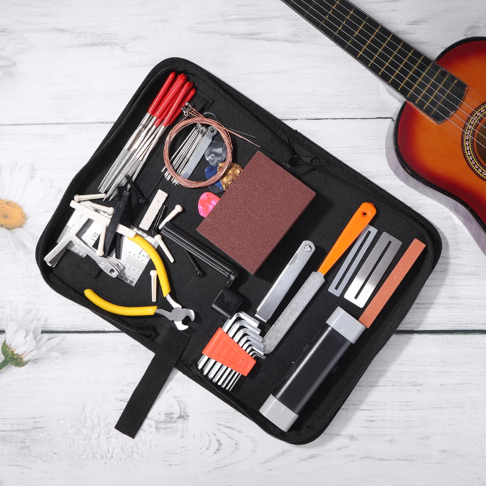 62pcs Professional Luthier Guitar Repair Tool with Ruler Gauge File String Picks Multifunctional Guitar Maintenance Tools
62pcs Professional Luthier Guitar Repair Tool with Ruler Gauge File String Picks Multifunctional Guitar Maintenance Tools