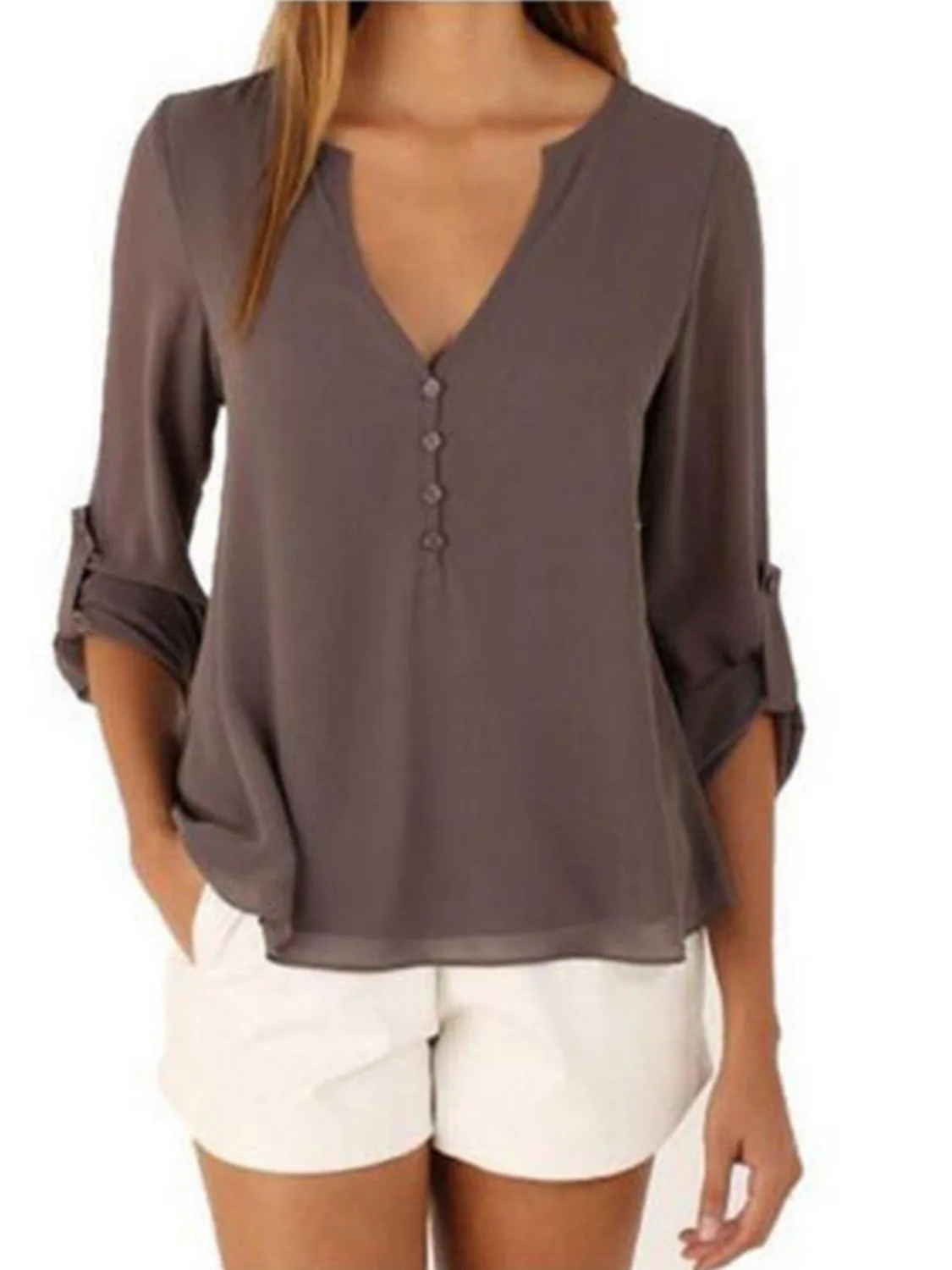 NEW Spring autumn women's solid color V-neck single row button pullover shirt special back button design sheines store shop
NEW Spring autumn women's solid color V-neck single row button pullover shirt special back button design sheines store shop