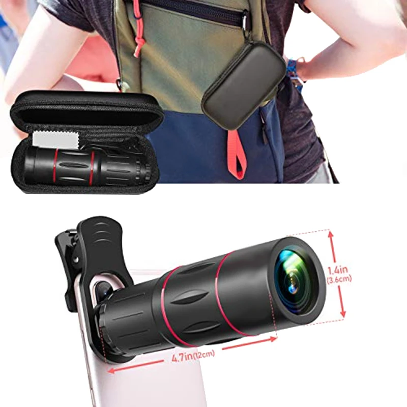 Cell Phone Camera Lens, 18X Zoom Telephoto Lens, HD Smartphone Lens for iPhone, Samsung, Android, Monocular Telescope
Cell Phone Camera Lens, 18X Zoom Telephoto Lens, HD Smartphone Lens for iPhone, Samsung, Android, Monocular Telescope