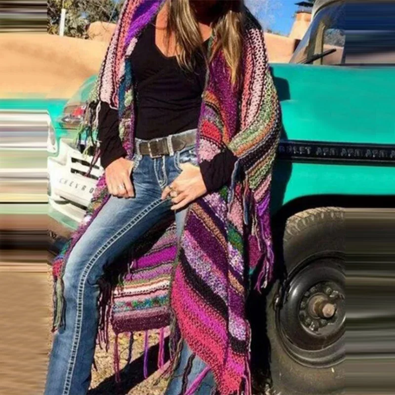 WEPBEL Women's Autumn Winter Casual Loose Fashion Mid-Length Stripes Printed Cardigan Shawl Tassled Open Long Sweater
WEPBEL Women's Autumn Winter Casual Loose Fashion Mid-Length Stripes Printed Cardigan Shawl Tassled Open Long Sweater