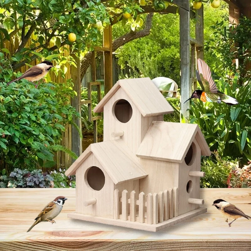 Bluebird House Solid Wood Birdhouse Weatherproof Nice Bird Nest Designed with Perches Fence for Small Birds
Bluebird House Solid Wood Birdhouse Weatherproof Nice Bird Nest Designed with Perches Fence for Small Birds