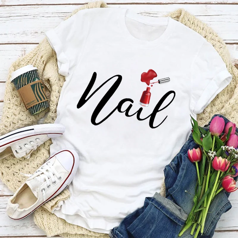 Women Graphic Love Cute Fashion Short Sleeve Finger Nail Summer T-Shirt Tops Lady Womens Clothing Clothes Tee Female T Shirt 
Women Graphic Love Cute Fashion Short Sleeve Finger Nail Summer T-Shirt Tops Lady Womens Clothing Clothes Tee Female T Shirt