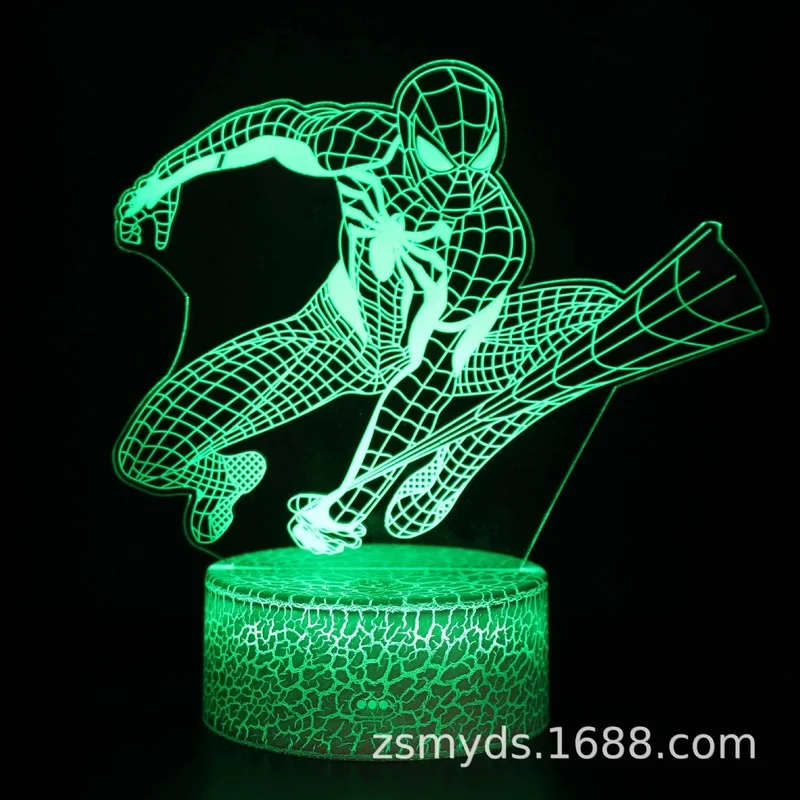 Disney Marvel Человек паук 3D настольная лампа светодиодный светильник креативный