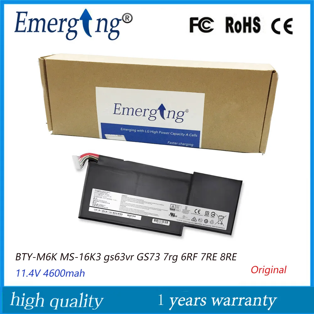 11.4V 52.4Wh New Laptop Battery BTY-M6K For MSI MS-17B4 MS-16K3 GS63VR 7RG GS63VR Thin 8RD 8RD-031TH 8RC GF75 Thin 3RD 8RC 9SC
11.4V 52.4Wh New Laptop Battery BTY-M6K For MSI MS-17B4 MS-16K3 GS63VR 7RG GS63VR Thin 8RD 8RD-031TH 8RC GF75 Thin 3RD 8RC 9SC