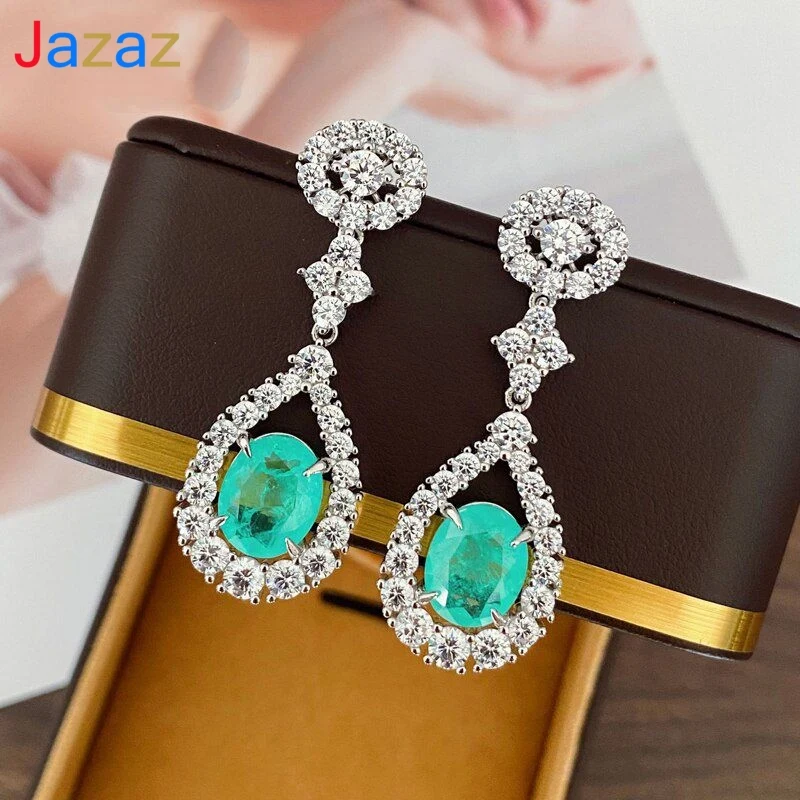 Jazaz Fine 100% 925 Sterling Silver High Carbon Diamond Oval Paraiba Tourmaline Drop Earrings Anniversary Women Party Fine B0847
Jazaz Fine 100% 925 Sterling Silver High Carbon Diamond Oval Paraiba Tourmaline Drop Earrings Anniversary Women Party Fine B0847