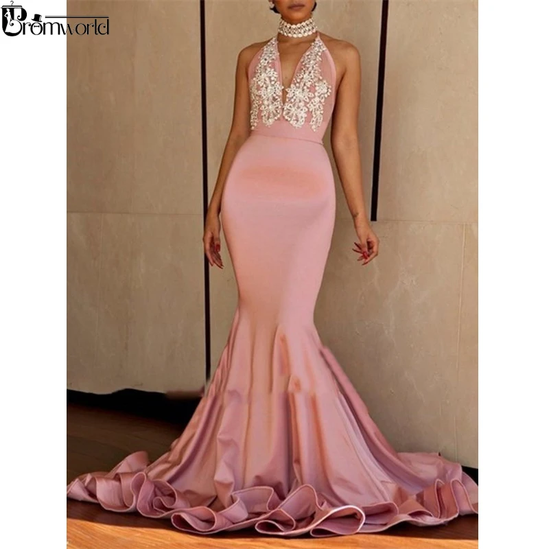 Pink Mermaid Evening Dresses 2021 New High Collar Backless Sexy Beaded Lace Prom Dress Dubai Saudi Arabic Formal Party Gowns
Pink Mermaid Evening Dresses 2021 New High Collar Backless Sexy Beaded Lace Prom Dress Dubai Saudi Arabic Formal Party Gowns