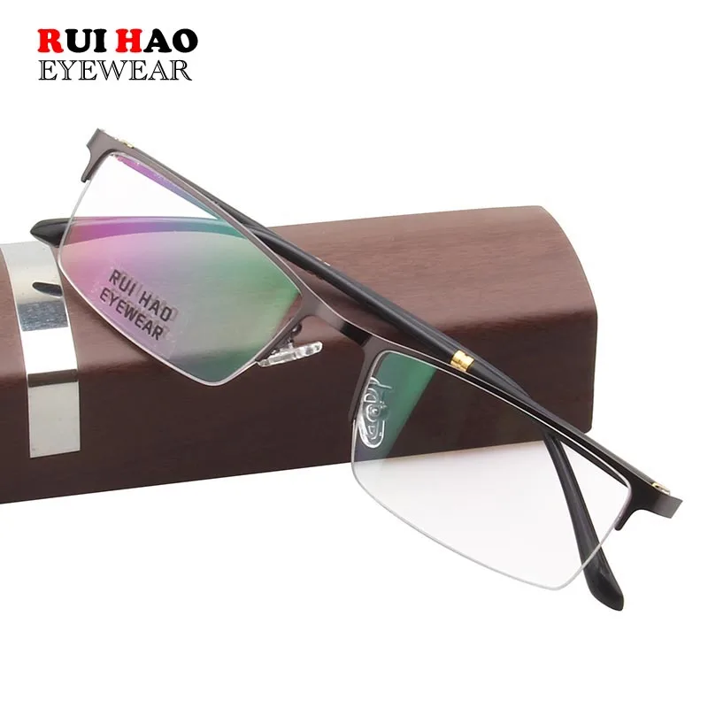 

Unisex Rectangle Eyeglasses Frame Business Leisure Glasses Frame Half Rimless Optical Spectacles Rui Hao Eyewear 928