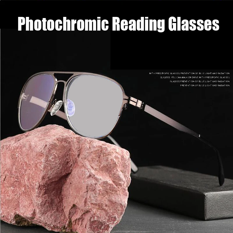 No Screw Photochromic SunGlasses Progressive Reading Glasses Men Women Metal Multifocal Bifocal Customized Presbyopic Glasses1.5
No Screw Photochromic SunGlasses Progressive Reading Glasses Men Women Metal Multifocal Bifocal Customized Presbyopic Glasses1.5