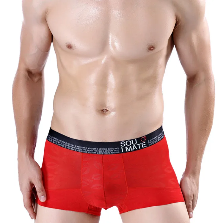 Mens Boxer Shorts Underwear Man breathable ice silk mesh boxer male Sexy lip print U convex boxer Underpants cueca masculina
Mens Boxer Shorts Underwear Man breathable ice silk mesh boxer male Sexy lip print U convex boxer Underpants cueca masculina