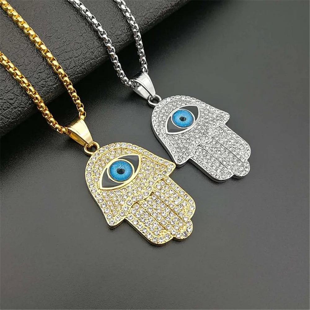 Iced Out Bling Hand of Fatima Pendants&Chain Stainless Steel Rhinestone Gold Color For Men's Hip Hop Street Jewelry Dropshipping
Iced Out Bling Hand of Fatima Pendants&Chain Stainless Steel Rhinestone Gold Color For Men's Hip Hop Street Jewelry Dropshipping