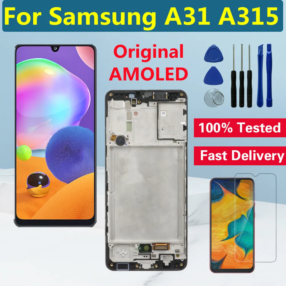 6.4" Original For Samsung Galaxy A31 A315 LCD Display Touch Digitizer Screen For Samsung A31 SM-A315F/DS AMOLED LCD With Frame
6.4" Original For Samsung Galaxy A31 A315 LCD Display Touch Digitizer Screen For Samsung A31 SM-A315F/DS AMOLED LCD With Frame