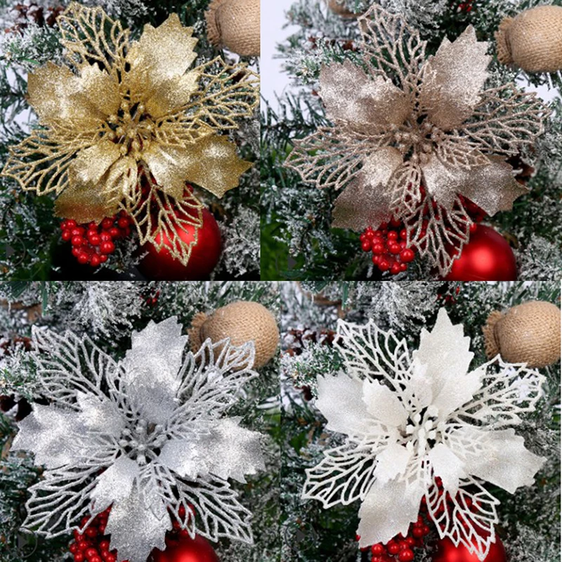 5PCS/lot Artificial Christmas Flowers Glitter Fake Flower Merry Christmas Tree Decorations For Home Gift Ornament
5PCS/lot Artificial Christmas Flowers Glitter Fake Flower Merry Christmas Tree Decorations For Home Gift Ornament