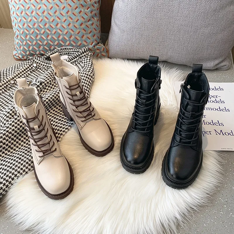 

Add Velvet Martin Boots Women In Autumn And Winter 2021 New Korean Version Of Thick-soled Warm Fashion Booties