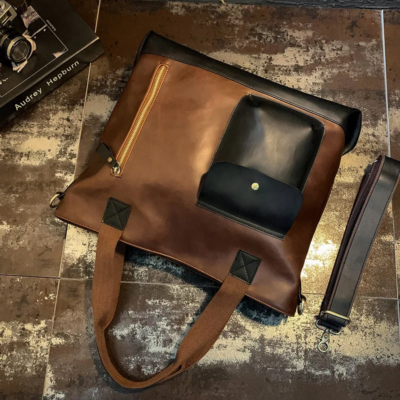 Vintage Men Briefcase Brand PU Leather Handbag male Computer Laptop bag Solid Brown Shoulder Bag women Leisure Travel Tote 2019
Vintage Men Briefcase Brand PU Leather Handbag male Computer Laptop bag Solid Brown Shoulder Bag women Leisure Travel Tote 2019