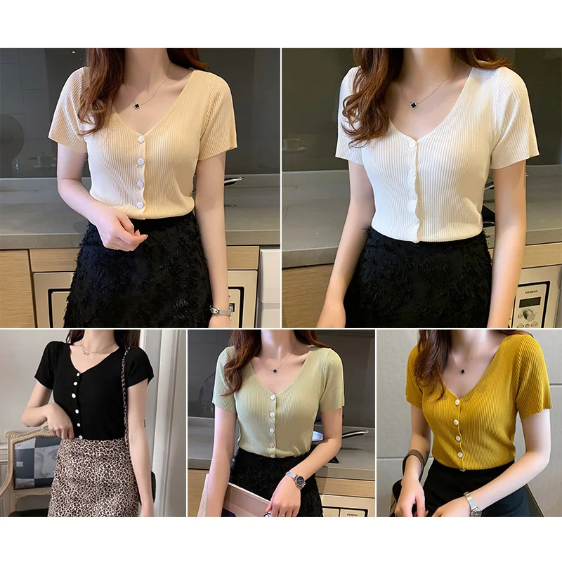 Fashion Women Summer T-Shirt Casual V-neck shirt One Size Short Sleeve Slim T-shirt
Fashion Women Summer T-Shirt Casual V-neck shirt One Size Short Sleeve Slim T-shirt