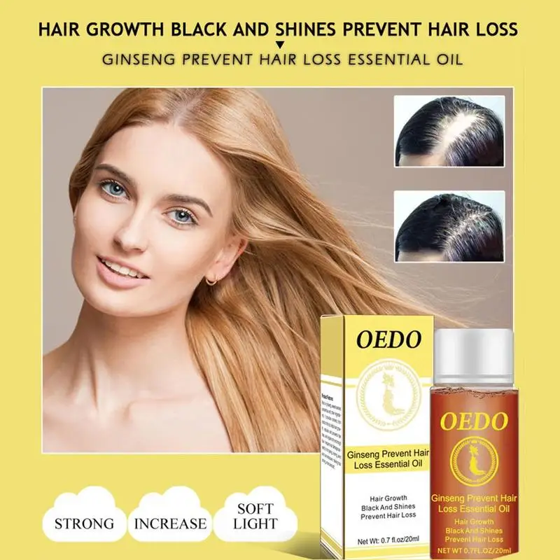 

20Ml Ginseng Hair Growth Essence Prevent Hair Loss Essential Oil Repair Damage Hair Nourish Hair Roots Accelerate Hair Growth