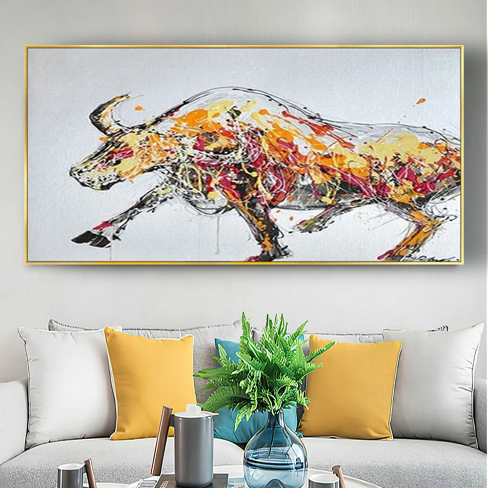 100% Hand Painted Oil Painting On Canvas Abstract Yellow Bull Wall Art Inspirational Animal Picture Office Decoration Pop Art
100% Hand Painted Oil Painting On Canvas Abstract Yellow Bull Wall Art Inspirational Animal Picture Office Decoration Pop Art