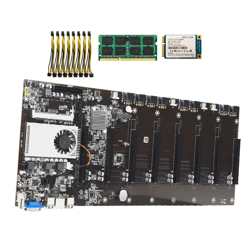 Miner Motherboard BTC-T37 with CPU Group 8 GPU Slot Power Cord DDR3 4G RAM 128G MSATA SSD Motherboard Set for BTC Mining
Miner Motherboard BTC-T37 with CPU Group 8 GPU Slot Power Cord DDR3 4G RAM 128G MSATA SSD Motherboard Set for BTC Mining