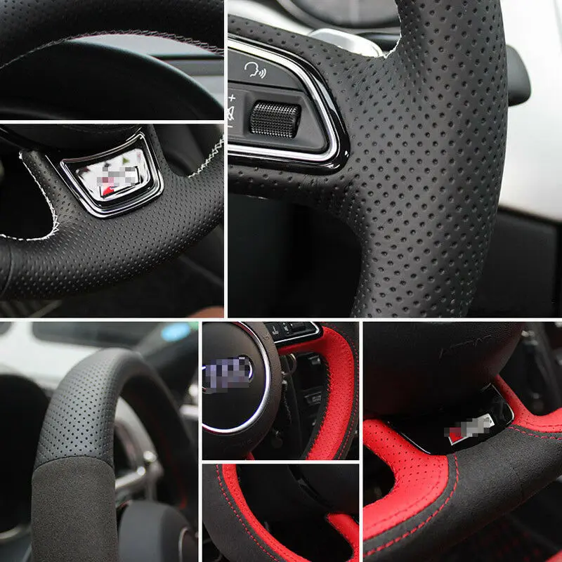 DIY Black Leather Suede Car Steering Wheel Cover For Ford Explorer Taurus Edge Car Accessories
DIY Black Leather Suede Car Steering Wheel Cover For Ford Explorer Taurus Edge Car Accessories