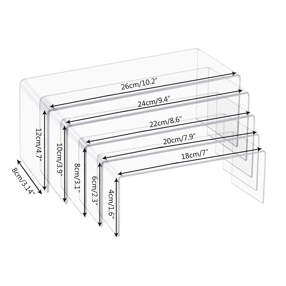 5Pcs/set 3mm Acrylic Display 26*12*8cm Stand Jewelry Showcase Storage Rack Shelf Holder In Stock Drop Shipping
5Pcs/set 3mm Acrylic Display 26*12*8cm Stand Jewelry Showcase Storage Rack Shelf Holder In Stock Drop Shipping