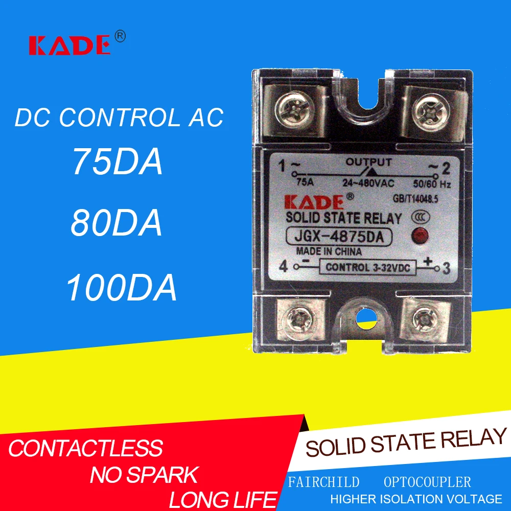 Jgx/ssr-75DA / 80da / 100DA DC controlled AC SSR single phase solid state relay
Jgx/ssr-75DA / 80da / 100DA DC controlled AC SSR single phase solid state relay