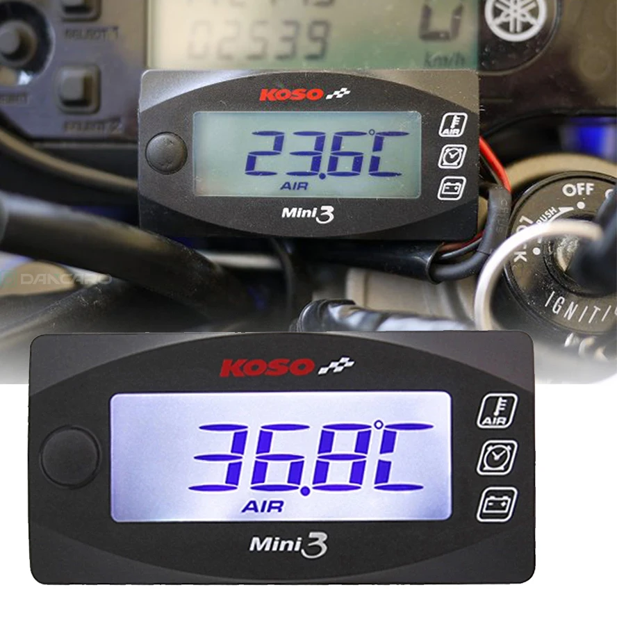 MINI 3 in 1 LED Display KOSO Meter (Air Temp+Time+Volt) Measuring Test Water Temperature Meter Voltmeter Clock Motorcycle Tools
MINI 3 in 1 LED Display KOSO Meter (Air Temp+Time+Volt) Measuring Test Water Temperature Meter Voltmeter Clock Motorcycle Tools