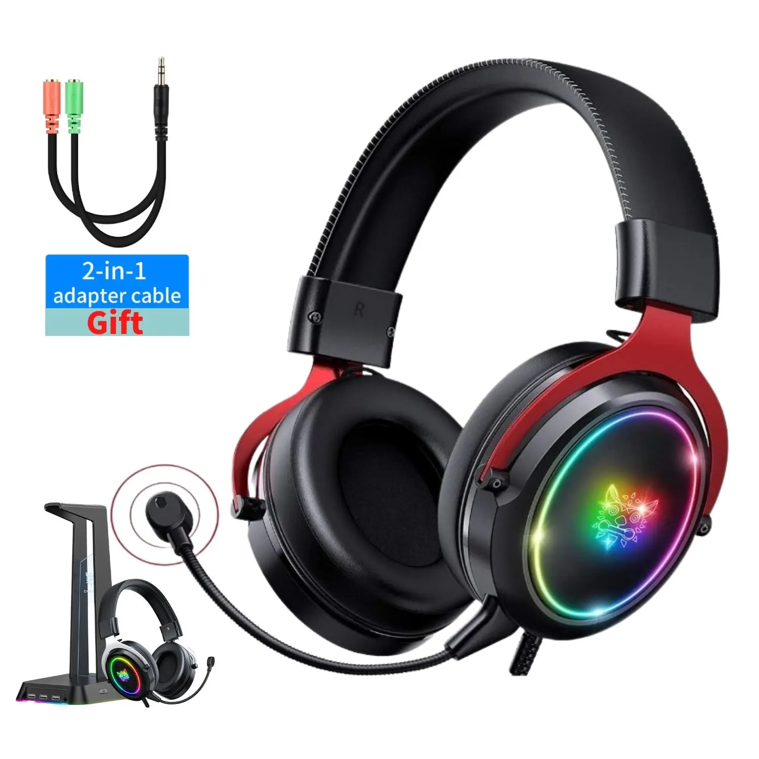 

Onikuma x10 RGB Headset Gamer Wired Headphones With Mic PC Earphones Stereo 7.1 Surround Sound For PS4 PS5 casque Xbox one Games
