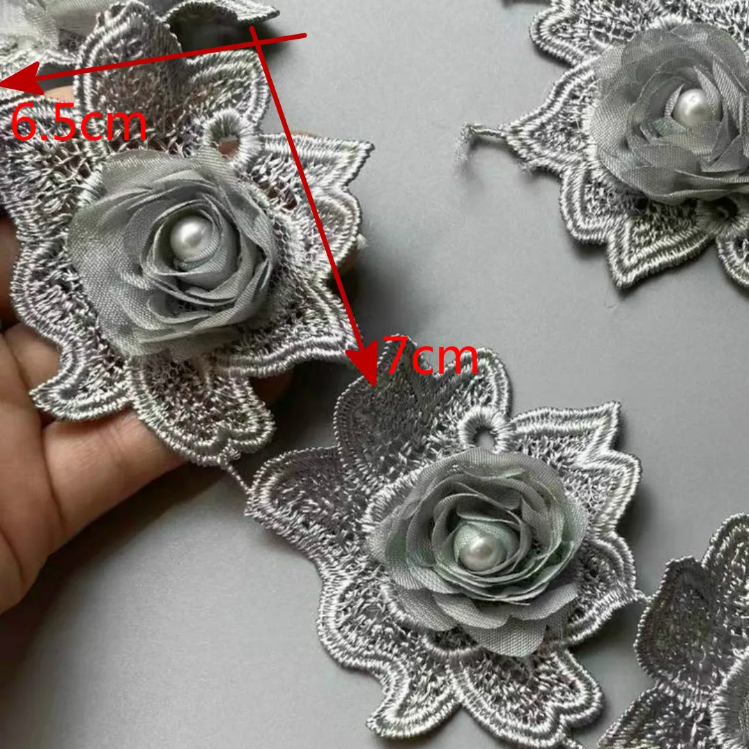 10X Gray 7 X 6.5 cm Rose Pearl 3D Flower Tassel Lace Edge Trim Ribbon Fabric Embroidered Applique Sewing Craft Wedding Dress
10X Gray 7 X 6.5 cm Rose Pearl 3D Flower Tassel Lace Edge Trim Ribbon Fabric Embroidered Applique Sewing Craft Wedding Dress