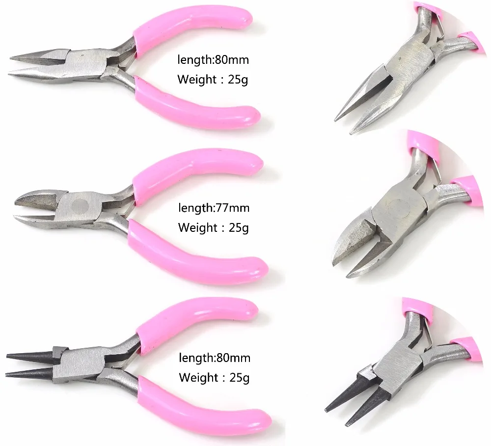 Jewelry Tools Pliers Sets Round/Flat Nose Pliers/Side-Cutting Plier-3pcs DIY
Jewelry Tools Pliers Sets Round/Flat Nose Pliers/Side-Cutting Plier-3pcs DIY