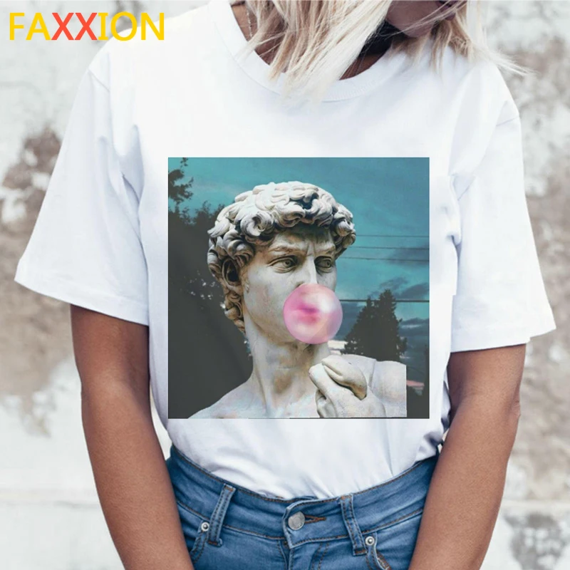 2020 Эстетическая футболка Vaporwave женская femme Ullzang Meme забавная Женская летняя с