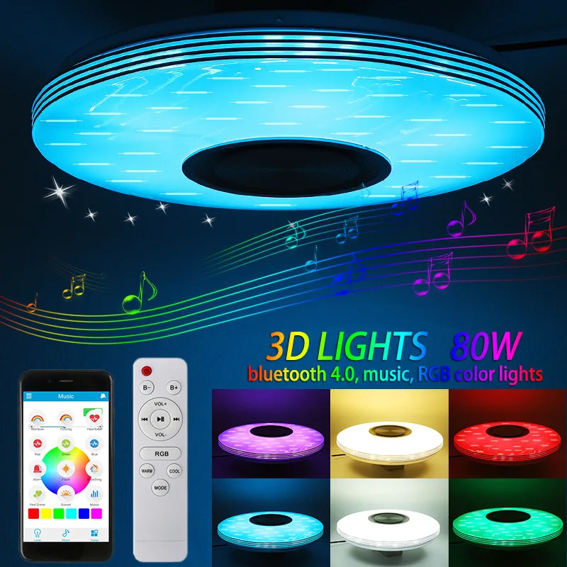 80W LED RGBW Intelligent Music Ceiling Light Lamp APP/ Remote Control 220V/100-260V Modern bluetooth Dimmable Colorful Light
80W LED RGBW Intelligent Music Ceiling Light Lamp APP/ Remote Control 220V/100-260V Modern bluetooth Dimmable Colorful Light