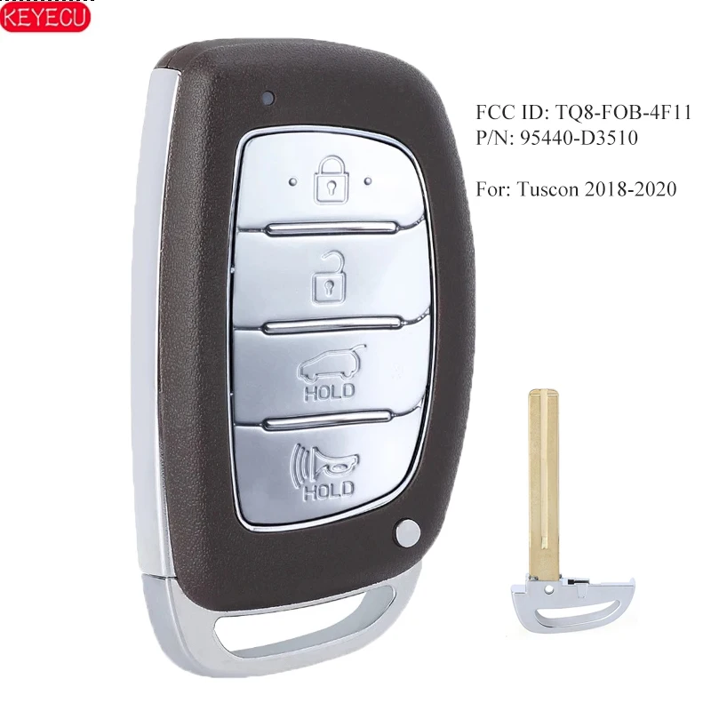 

KEYECU OEM 95440-D3510 433.92MHz 4 Button Prox Smart Remote Car Key Fob for Hyundai Tucson 2018 2019 2020 FCCID: TQ8-FOB-4F11