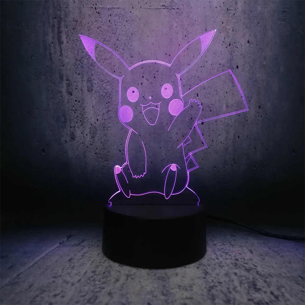 Новинка 2019 3D лампа Pokemon Pikachu USB ночник разноцветная светодиодная RGB детские