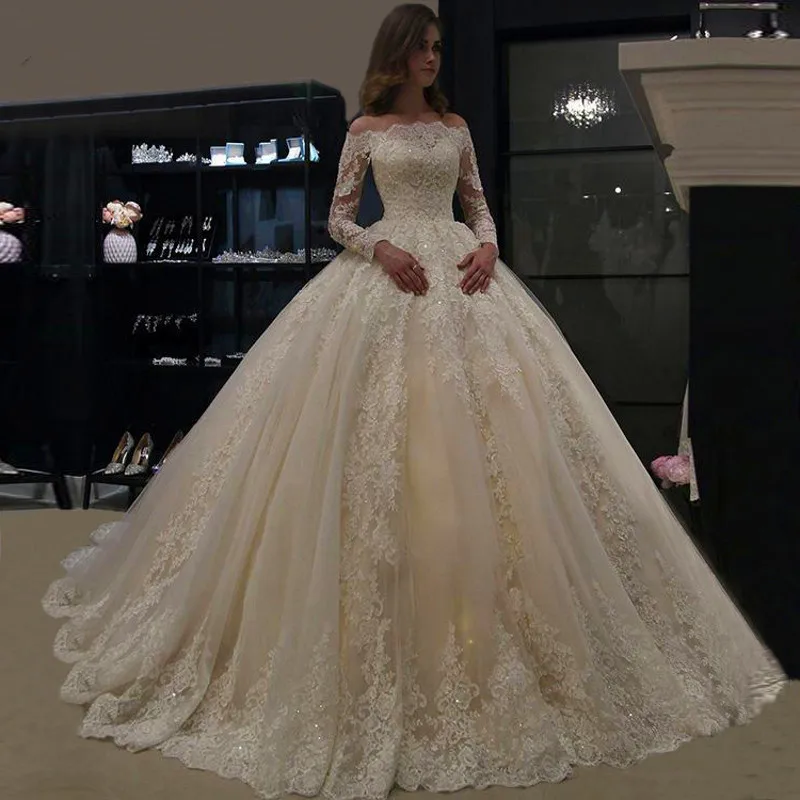 GY Luxury Ball Gown Lace Applique Wedding Dress 2021 Long Sleeve Wedding Gowns robe de mariee Boat Neck Beaded свадебное платье
GY Luxury Ball Gown Lace Applique Wedding Dress 2021 Long Sleeve Wedding Gowns robe de mariee Boat Neck Beaded свадебное платье