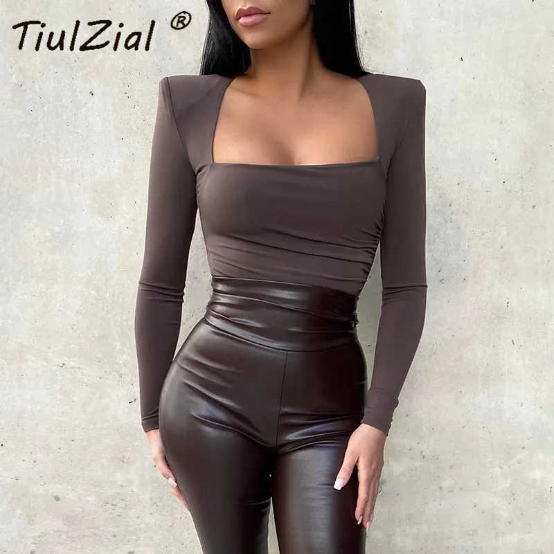 TiulZial Square Collar Long Sleeve Ruched Bodycon Bodysuit For Women Autumn Padded Bodysuit Women Casual Body Female Top Black
TiulZial Square Collar Long Sleeve Ruched Bodycon Bodysuit For Women Autumn Padded Bodysuit Women Casual Body Female Top Black