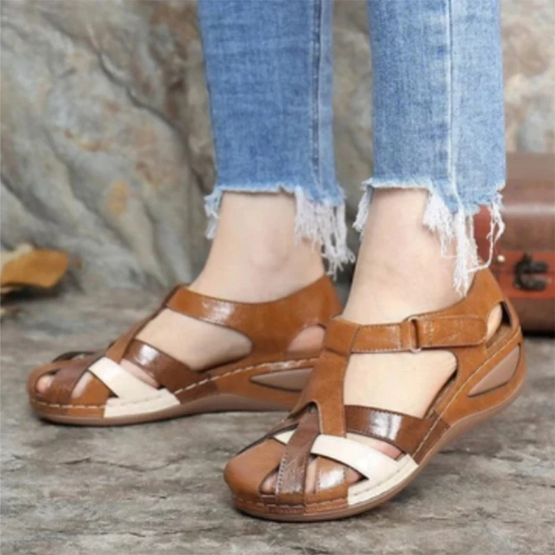 Women Sandals Luxury Wedges Shoes Hollow Out Pu Leather Soft Sole Sandalias Plataforma Botas Mujer
Women Sandals Luxury Wedges Shoes Hollow Out Pu Leather Soft Sole Sandalias Plataforma Botas Mujer