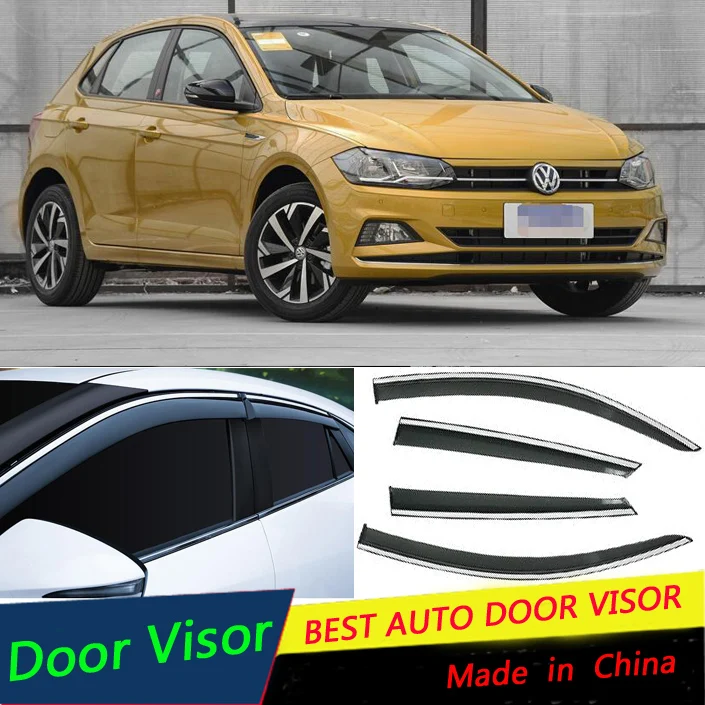 

For Volkswagen POLO Plus 2019-2020 Window Visor Vent Shades Plastic Rain and shine Sun Deflector Guard Auto Accessories 4PCS/SET