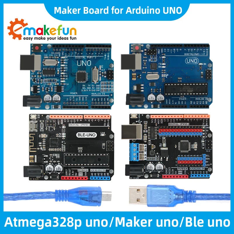 Emakefun Maker Board for Arduino Uno R3 ATMEGA328P/CH340/TI CC2540 Chip with Bluetooth Motor Drive Interface Development Board
Emakefun Maker Board for Arduino Uno R3 ATMEGA328P/CH340/TI CC2540 Chip with Bluetooth Motor Drive Interface Development Board